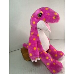 Build A Bear Polka Dotted Dinosaur Pink Dino 17" Tall Rare Plush Doll | CLEAN